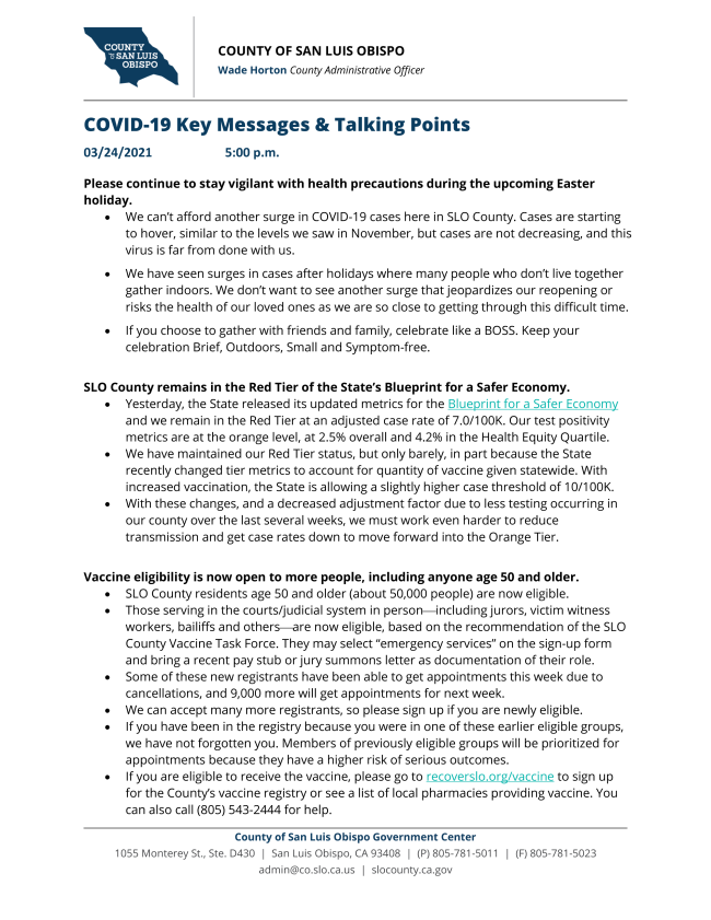 COVID-19 Key Messages & Talking Points